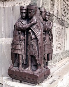 Tetrarchs. Sculptures in red porphyda from the 4th century. Venice, St. Mark