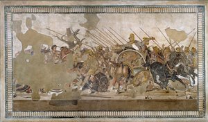 伊苏斯战役由亚历山大三世击败达里奥斯 (Darius) 三世科多曼 (公元前 335 - 331 年) - 庞贝马赛克 - 作者 小说