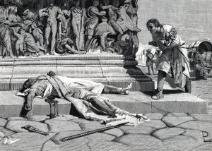 普布利乌斯-克洛迪乌斯-普尔切（公元前 92-52 年）的尸体在罗马的 via appia 被发现（雕刻） 作者 小说