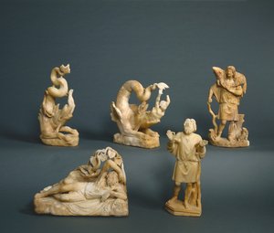 约拿被吞下，约拿被抛起，约拿在葫芦藤下，约拿祈祷，280-290（大理石）。 作者 罗马帝国时期