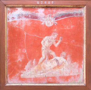 萨提尔和仙女，公元 50-79 年（壁画） 作者 罗马罗马
