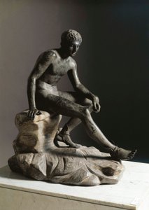 Lysippe 希腊原作后的 Hermes 罗马青铜雕塑的其余部分。 来自 Ercolano (Herculaneum) Dim。 105 厘米那不勒斯，国家考古博物馆 作者 罗马罗马