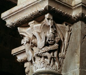 Abduction of Ganymede (carved capital) 作者 罗马式