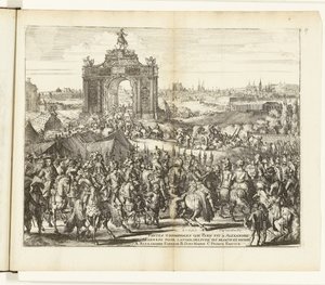 Feestelijke intocht van Farnese na het ontzet van Parijs, 1590
Festes triomphales que Paris fait à Alexandre Farnese pour l