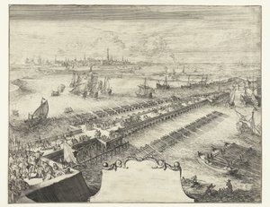 斯海尔德河上的帕尔马船桥，1585 年 Guerres de Flandres（法兰德斯战争）（系列标题） 作者 唐璜德莱德斯玛