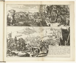 两幅关于帕尔马公爵围攻安特卫普的作品，1584-1585 年
开始围攻安特卫普（物品上的标题）
佛兰德斯战争（系列标题） 作者 唐璜德莱德斯玛
