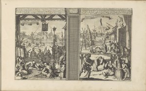 日本的水兵；水兵和杂技演员
Japans Wacht Huyse / Corps-de-garde des Japonnois // Guychelaers en Bootsmaeckers（标题见实物）
Les Indes Orientales et Occidentales et autres lieux（系列标题） 作者 彼得·范德阿 (I)