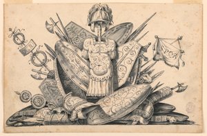 绘图，武器奖杯，1830-1850 年 作者 罗莫洛·阿奇里·利夫拉尼
