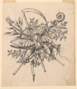 素描，带翼沙漏奖杯，1830-1850 年 作者 罗莫洛·阿奇里·利夫拉尼