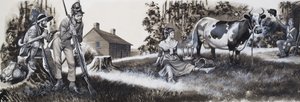 带着士兵的挤奶女工（纸上水粉画） 作者 罗恩·恩布尔顿