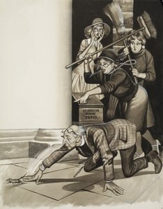 牧师和女人》（水粉画，纸本） 作者 罗恩·恩布尔顿