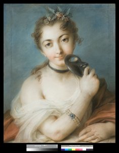 一名妇女的画象有面具的，c.1720-30