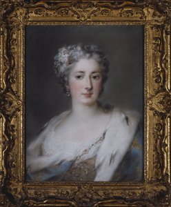 一位女士的肖像，穿着一件经过Ermine修饰的长袍 作者 Rosalba Giovanna Carriera