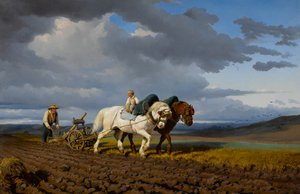 The Ploughing，1844年。 作者 粉红色的快乐