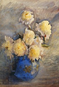 蓝花瓶里的牡丹，1899年 作者 罗斯·梅纳德·巴顿