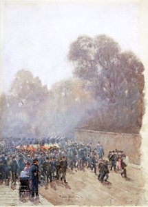 1891 年士兵游行（水彩画） 作者 罗斯·梅纳德·巴顿