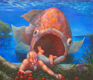 约拿到达尼尼微》，2000 年（布面油画）