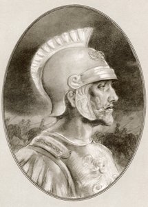 阿育王（Ashoka），卒于公元前 232 年，又名阿育王大帝。 印度孔雀王朝的皇帝。 美国艺术家和插画家戈登·罗斯（Gordon Ross，1873-1946 年）绘制的插图，选自《著名统治者的生平传记》。
