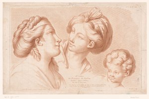标题印刷有两个女人的头像和一个孩子的头像 IVe Cahier de Principes du Dessin d