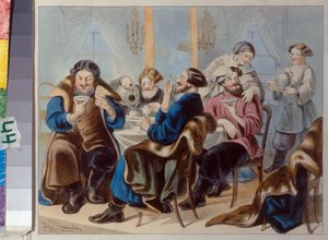茶和糖在酒馆喝茶 par Zhukovsky，Rudolf Kasimirovich（1814-1886 年），19 世纪第一季度 - 石版画，水彩画 - 莫斯科国家历史博物馆 作者 鲁道夫·卡西米罗维奇·茹科夫斯基