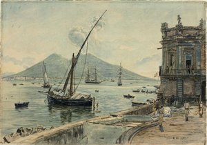 那不勒斯与维苏威火山 作者 Rudolf von Alt