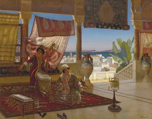 The Wool Spinners (Les fileuses de laine) par Ernst, Rudolf (1854-1932). Oil on wood, size : 79,5x100, , Private Collection 作者 鲁道夫·恩斯特