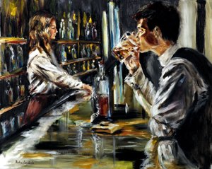 酒吧，2021 年（亚麻布油画） 作者 鲁斯拉娜·莱万多夫斯卡