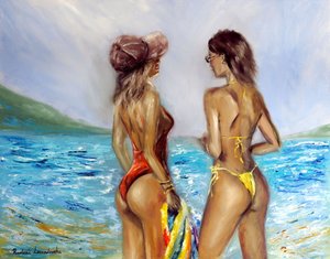 海滩，2022 年（布面油画） 作者 鲁斯拉娜·莱万多夫斯卡