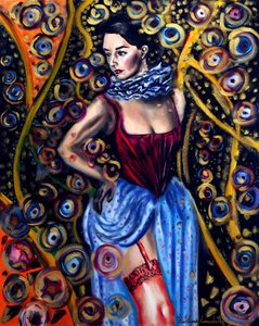 嘉年华都铎女孩，2025 年（布面油画） 作者 鲁斯拉娜·莱万多夫斯卡