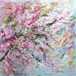 樱花--春天来了！，2022 年（卡瓦纸油画） 作者 鲁斯拉娜·莱万多夫斯卡