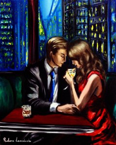 城市之光与温柔之夜，2024 年（布面油画） 作者 鲁斯拉娜·莱万多夫斯卡