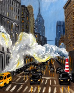 纽约黄昏，2023 年（布面油画） 作者 鲁斯拉娜·莱万多夫斯卡