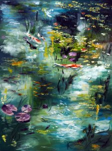 莫奈的池塘，2021 年（布面油画） 作者 鲁斯拉娜·莱万多夫斯卡