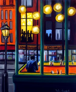 夜幕咖啡馆，2025 年（布面油画）