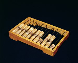 算盘，珠子计算器，大概19世纪（木材和金属）