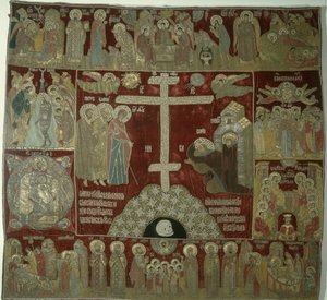 圣母玛利亚的外观，1525年（金色，银色和丝线，镶嵌珍珠和红宝石的黄金镶嵌） 作者 俄语学校