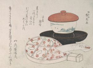 茶杯和茶水加热器。 作者 流月斋新光