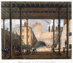 隧道尽头的仓库等朝向Wapping"，利物浦，1832-1833年 作者 SG休斯