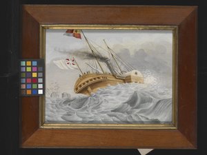 女王陛下的游艇驶离怀特岛，日期不详（木板油画） 作者 年代里格斯