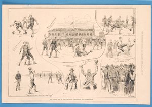 足协杯比赛的最后一场比赛，摘自《体育与戏剧新闻画报》，1889 年 4 月 6 日（平版印刷）