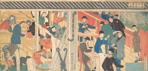 横滨外贸大厦的销售室，1861年。 作者 歌川贞秀
