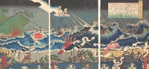 战士场景，19世纪。 作者 歌川贞秀