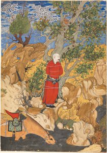 绑在梧桐树上的奥拉德，来自菲尔达西的沙赫纳玛，1575-1600年。 作者 Sadiqi Bek