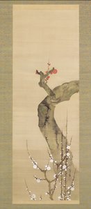 红白梅花（绢本水墨、彩色、金色） 作者 酒井O