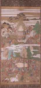 释迦牟尼佛之死（绢本水墨、彩色和金色） 作者 左近贞纲