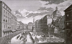 由Georg-Daniel Heumann（1691-1759）雕刻的Graben游行队伍的视图
