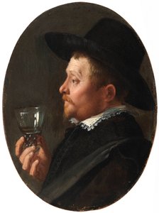 "" 手持 roemer 玻璃的人的肖像 ""（手持 roemer 的人）所罗门·德·布雷 (1597-1664) 油画铜版 作者 所罗门·德·布雷