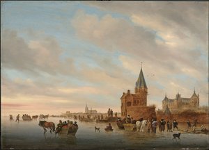 1652年，在阿恩海姆市随想的地方，享受冰雪乐趣的冬季风景