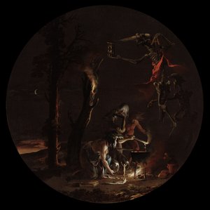 巫术的场景：晚上，c。 1645-1649。 作者 救世主罗莎
