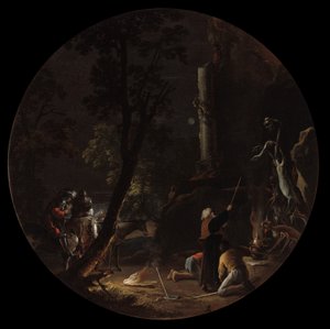 巫术场景：夜，约 1645-49 年（布面油画） 作者 救世主罗莎